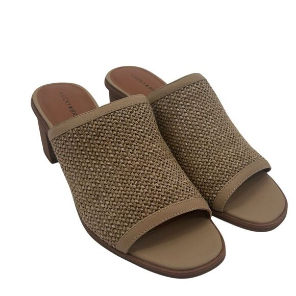 NWOB Lucky Brand Lenira Slide woven Sandal tan size 9.5 - Picture 1 of 10